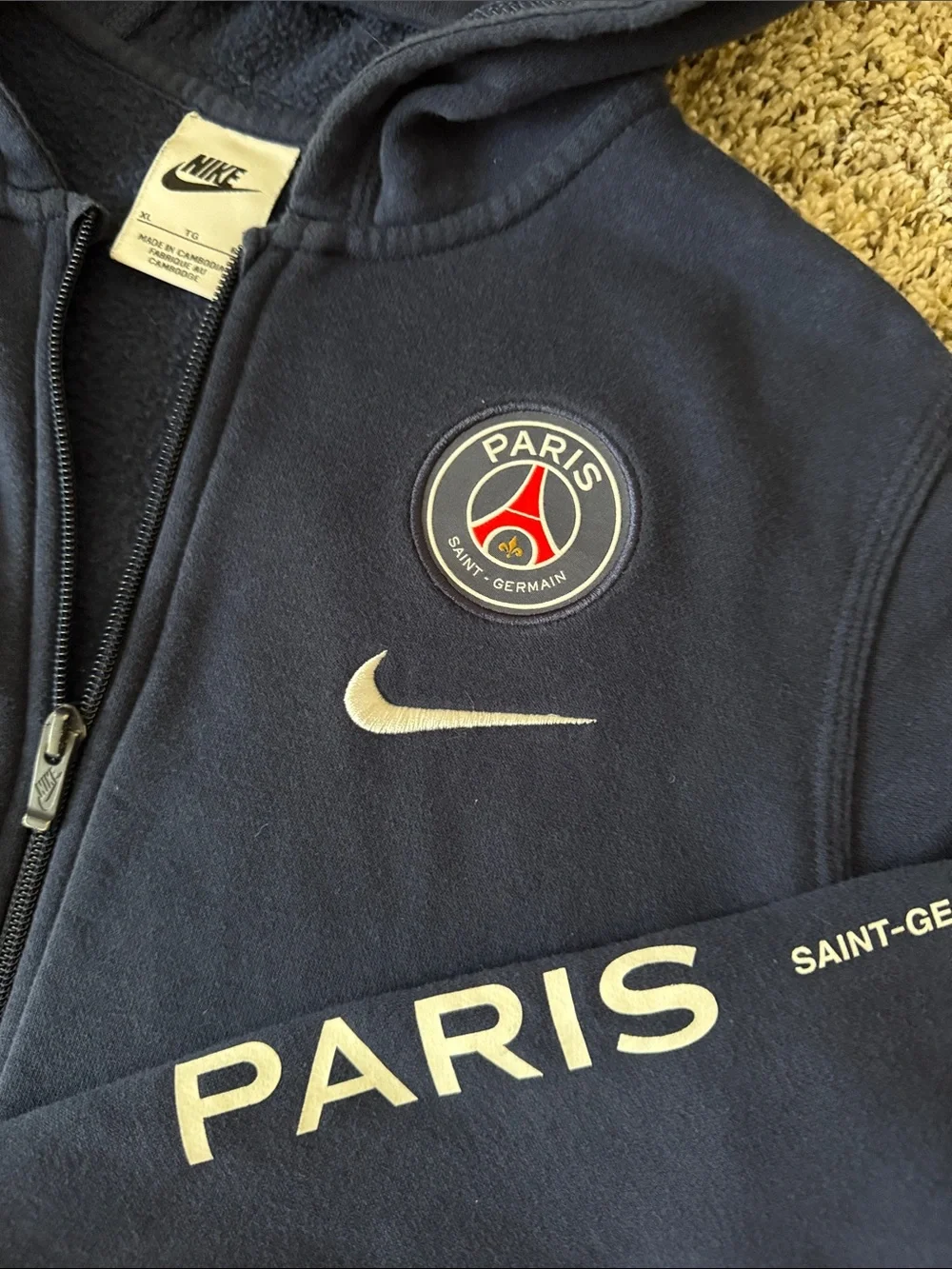 Nike Kids Navy Paris Saint-German Full-Zip Hoodie with Swoosh